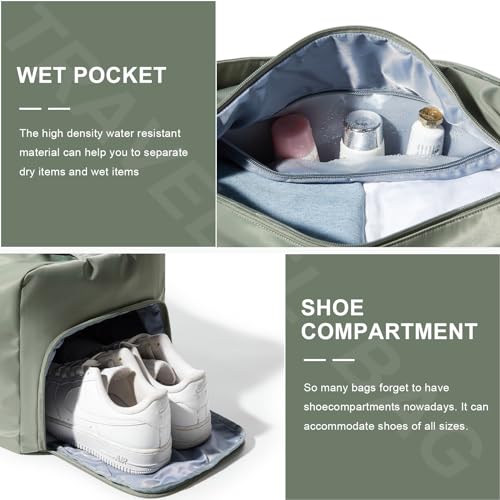 wassdins Large Gym Bag with Shoe Compartment, Workout Sport Duffle Bag for Women Travel, Waterproof Shoulder Overnight Bags Lightweight Carry on Tote Bags for Swim, Yoga, Dance - Image 4