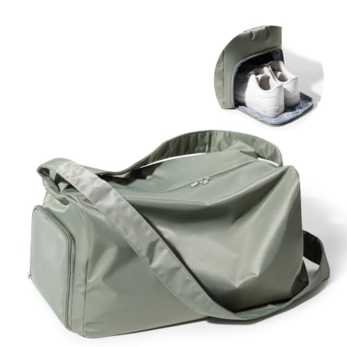 wassdins Large Gym Bag with Shoe Compartment, Workout Sport Duffle Bag for Women Travel, Waterproof Shoulder Overnight Bags Lightweight Carry on Tote Bags for Swim, Yoga, Dance - Image 1