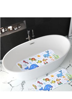KASTWAVE Baby Bath Mat for Tub for Kids, 40 X 16 Inch Extra Long Kids Bathtub Mat Non Slip, Cartoon Patterned Bath Tub Shower Mat Anti Slip with Suction Cups & Drain Holes, Machine Washable, Whale  - Image 2