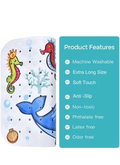 KASTWAVE Baby Bath Mat for Tub for Kids, 40 X 16 Inch Extra Long Kids Bathtub Mat Non Slip, Cartoon Patterned Bath Tub Shower Mat Anti Slip with Suction Cups & Drain Holes, Machine Washable, Whale  - Image 4