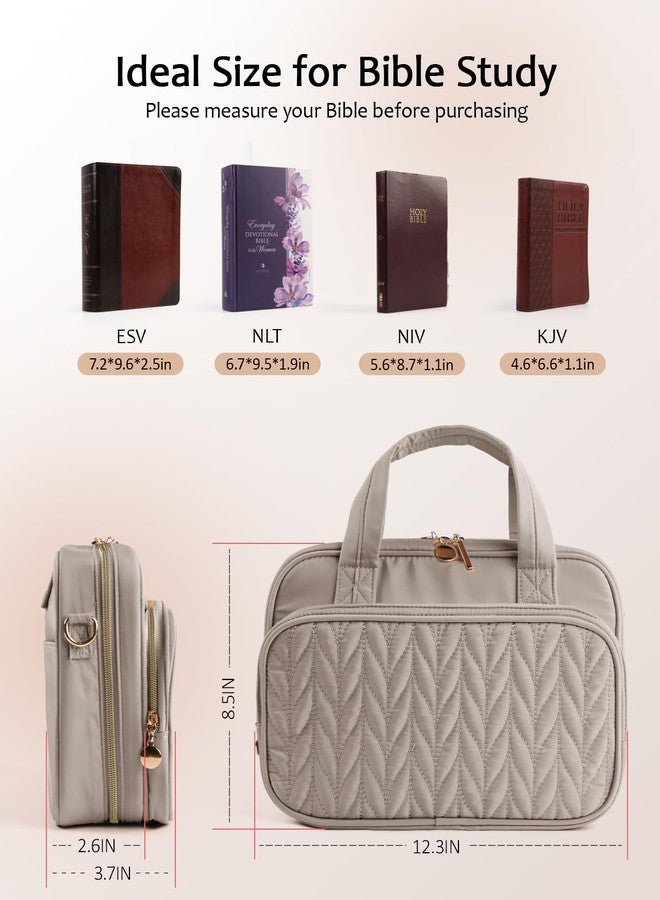 BellaHold Bible Cover Case for Women, Large Bible Bag with Study Supplies, Bible Journaling Kit with Highlighters and Pens No Bleed, Christian Gift for Women (Shoulder Strap, Smokey Taupe) - Image 2