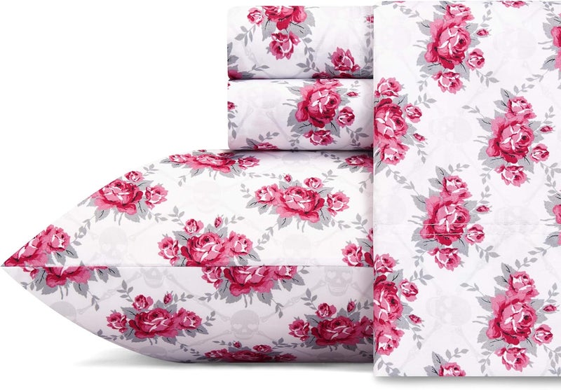 - Twin Sheets, Soft & Lightweight Bedding, Fade & Wrinkle Resistant (Skull Rose Trellis, Twin) - Image 1