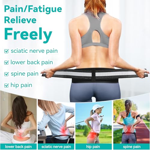 cybryeh Lightweight Back Brace for Lower Back Pain Under Clothes - Relief from Sciatica, Hip and Spine Pain - Breathable & Adjustable Lumbar Support Belt for Home, Work and Exercise-Suitable for Women&Men XL - Image 2