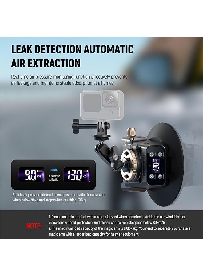 Neewer NEEWER 6" Electric Camera Suction Mount with Ball Head Magic Arm, Automatic Air Pump Vacuum Suction Cup, Aluminum Alloy Car Windshield Window Mount for Action Camera/Camera/Phone, CA017  - Image 5