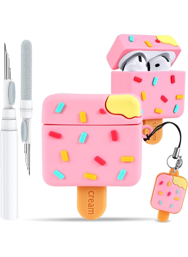 Airpods 4th Case - with Keychain and Cleaner Kit for AirPods 4th Generation Case  Ice Cream Cute Kawaii Funny 3D Soft Silicone Fun Cool for Girls Women Teens for Air pods 4 Cover - Image 1