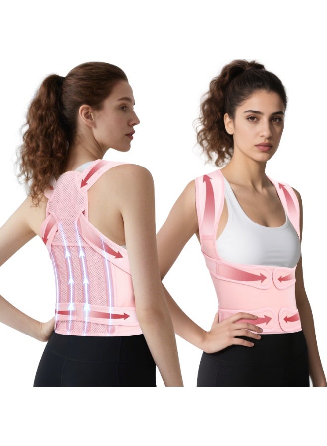 Xkimos Back Brace and Posture Corrector for Women and Men Back Straightener Posture Corrector Scoliosis and Hunchback Correction Back Pain Spine Corrector Support Adjustable Posture Trainer,Pink - Image 1