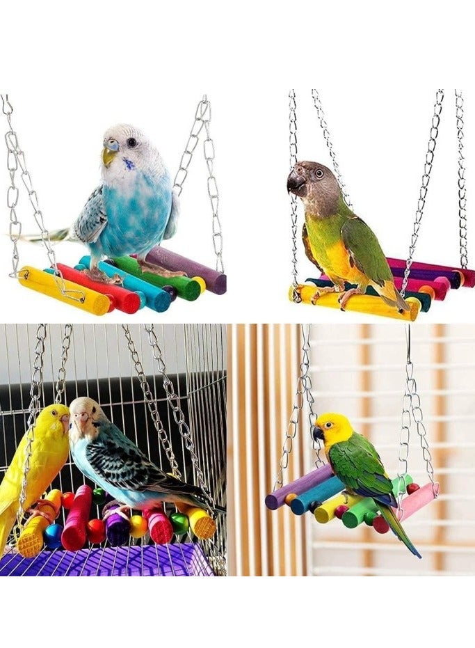 15-Piece Bird Swing Chewing Toy Set With Hammock Bell Multicolour - Image 3