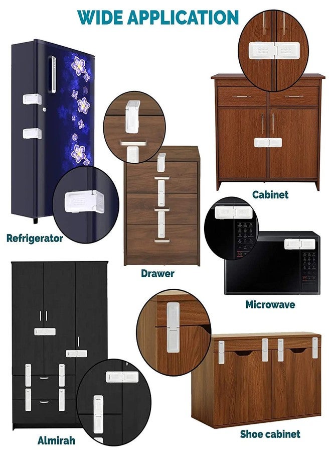 Shemok Infant Baby Safety Lock for Refrigerator Cabinets Drawers Fridge Cupboard Wardrobe, Door Pack of 2 - Image 5