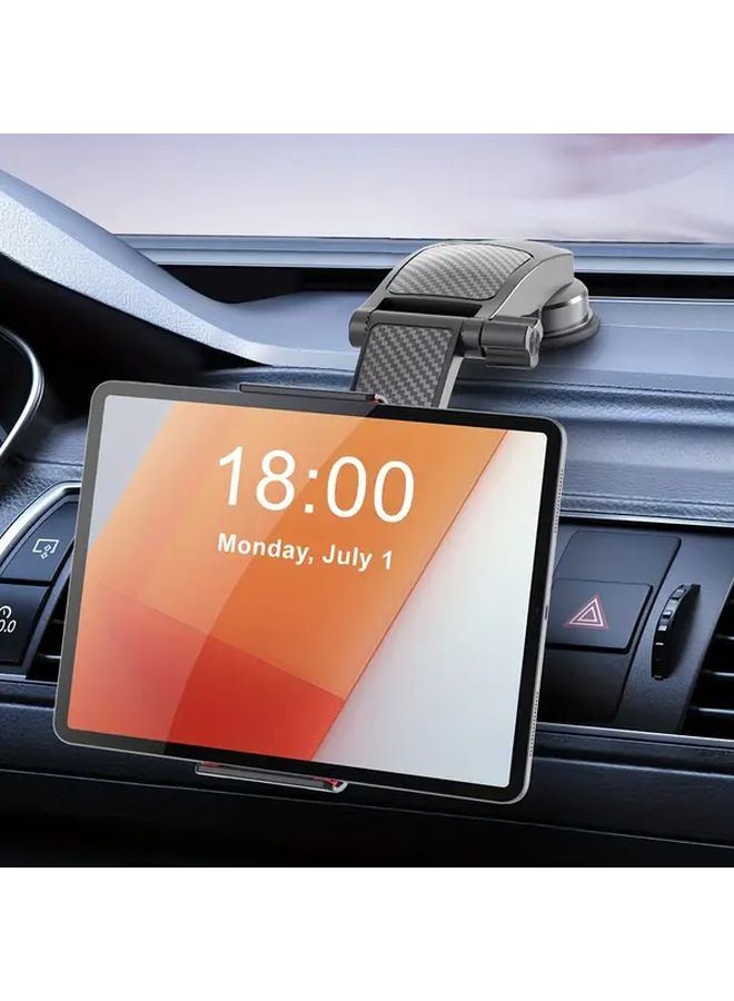 Black Adjustable Car Dashboard Tablet Phone Holder for 4 12 Inch Devices Secure Grip - Image 1