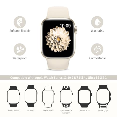 AMSKY 6 Pack Sport Bands Compatible with Apple Watch Band 38mm 40mm 41mm 42mm 44mm 45mm 49mm 46mm,Silicone Waterproof Strap for iWatch Apple Watch Series 11 10 9 Ultra 8 7 6 5 4 3 2 1 SE Women Men - Image 2