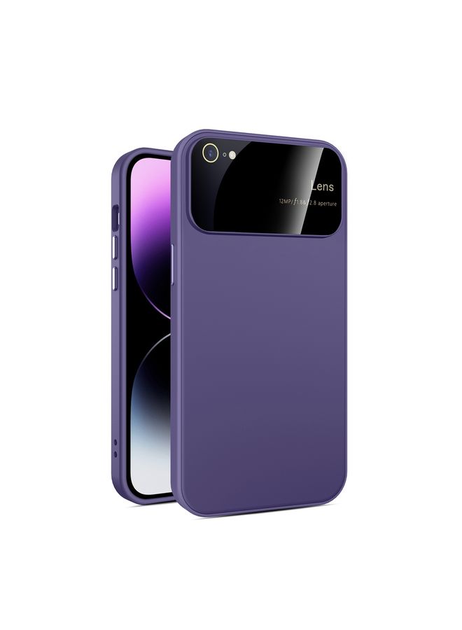 Case Cover For iPhone SE 2022/2020/8/7 Large Glass Window PC Phone Case with Integrated Lens Film Dark Purple
