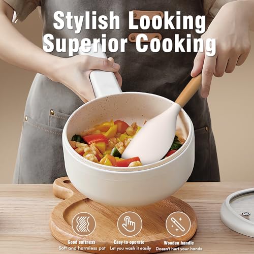 AVGPD Silicone Cooking Utensils Set - Silicone Kitchen Utensils for Cooking Wooden Handles, 446°F Heat Resistant Kitchen Utensil Spatula Sets w Holder, Gadgets for Non-Stick Cookware BPA FREE (Multicolour) - Image 4