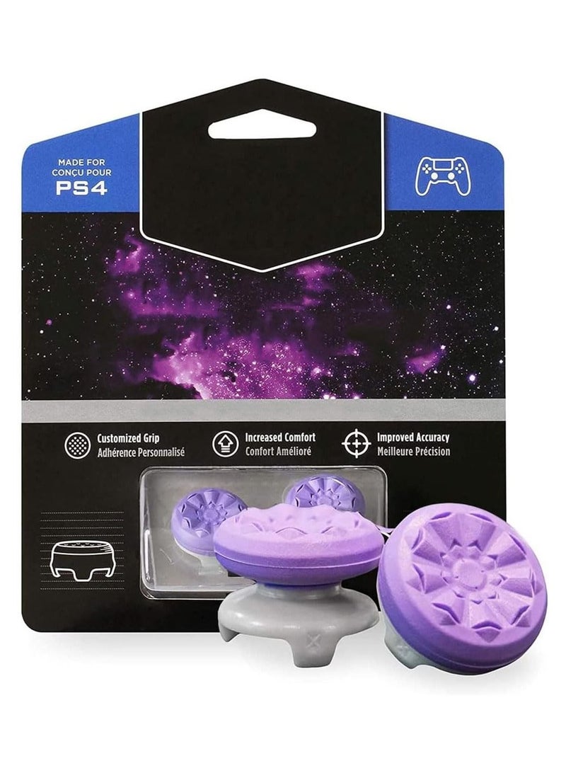 غنافوتو عصا الإبهام ذات الأداء العالي Galaxy Purple لبلاي ستيشن 4 (PS4) وبلاي ستيشن 5 (PS5)، أداء قبضة تحكم متوافق، أغطية عصا الإبهام ذات طابع المجرة (1 عالية الارتفاع، 1 متوسطة الارتفاع، بنفسجي) - Image 1