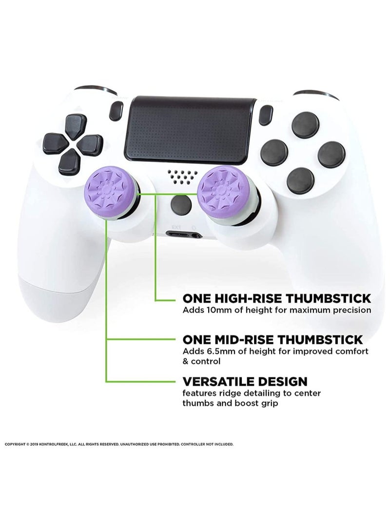 غنافوتو عصا الإبهام ذات الأداء العالي Galaxy Purple لبلاي ستيشن 4 (PS4) وبلاي ستيشن 5 (PS5)، أداء قبضة تحكم متوافق، أغطية عصا الإبهام ذات طابع المجرة (1 عالية الارتفاع، 1 متوسطة الارتفاع، بنفسجي) - Image 2