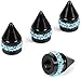 ToBeQueen Bling Teal Valve Stem Caps Handmade Crystal Rhinestone Dimand Teal Valve caps 4 Pack Aluminum Alloy Universal Tire Caps Blue Bling Car AccessoriesBlue - Image 2
