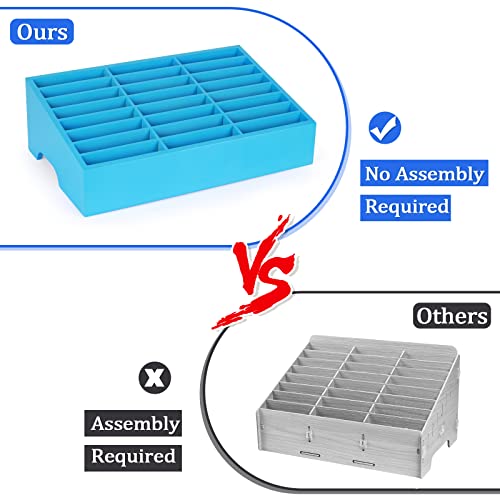 Ozzptuu 24-Grid Wooden Cell Phone Holder Desktop Organizer Storage Box for Classroom Office (Blue 24-Grid) - Image 4