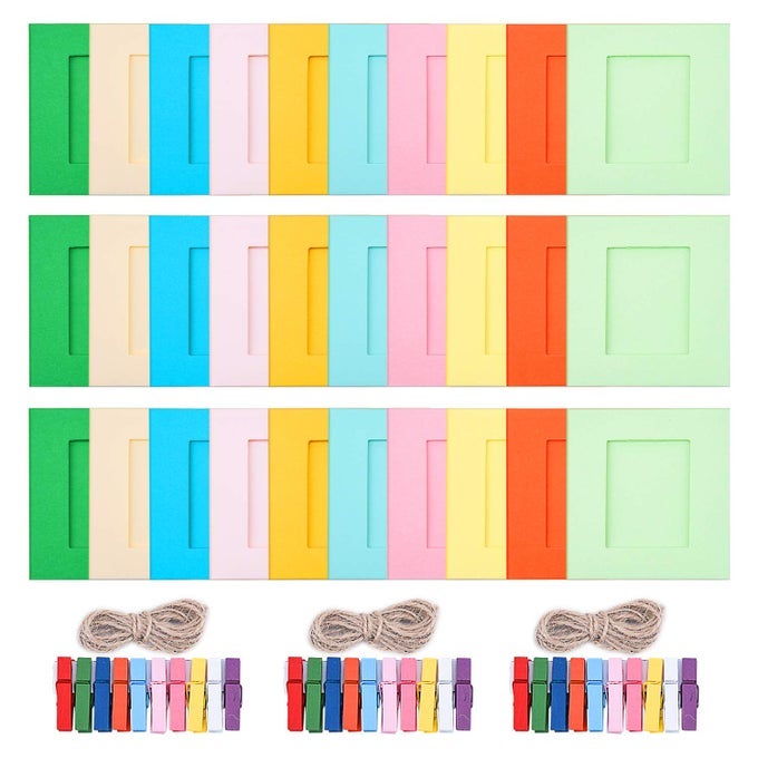 Wall Decor Hanging Display Paper Photo Frame Set Compatible with Fujifilm Instax Mini 11 9 8 70 90 26 Camera Films Mini Link Printer 30 Piece Black