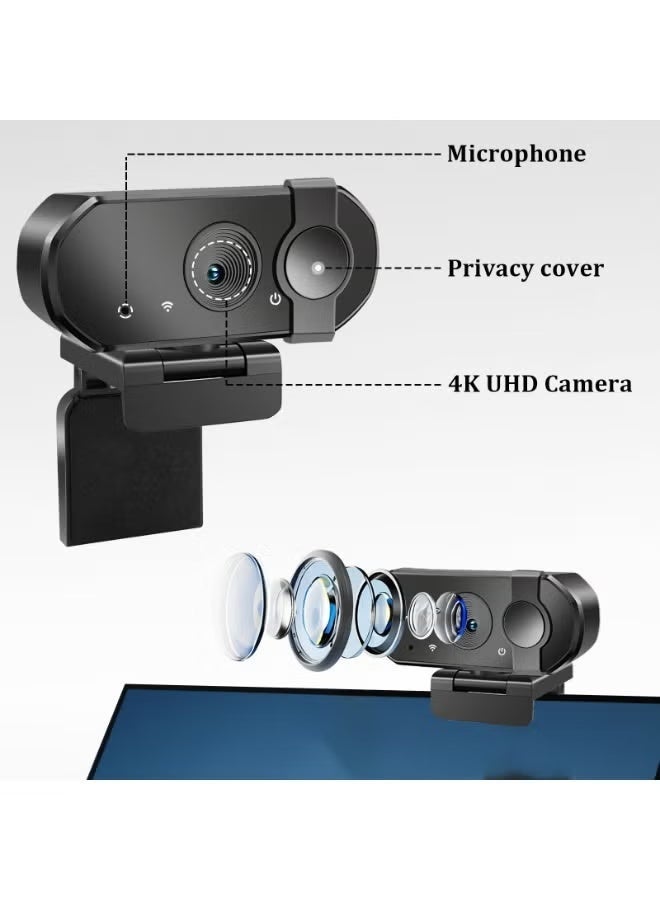4K Webcam for PC with Microphones, Autofocus, Privacy Shutter & Tripod Mount, USB Plug & Play Streaming Camera for Zoom, YouTube, Gaming - Image 4