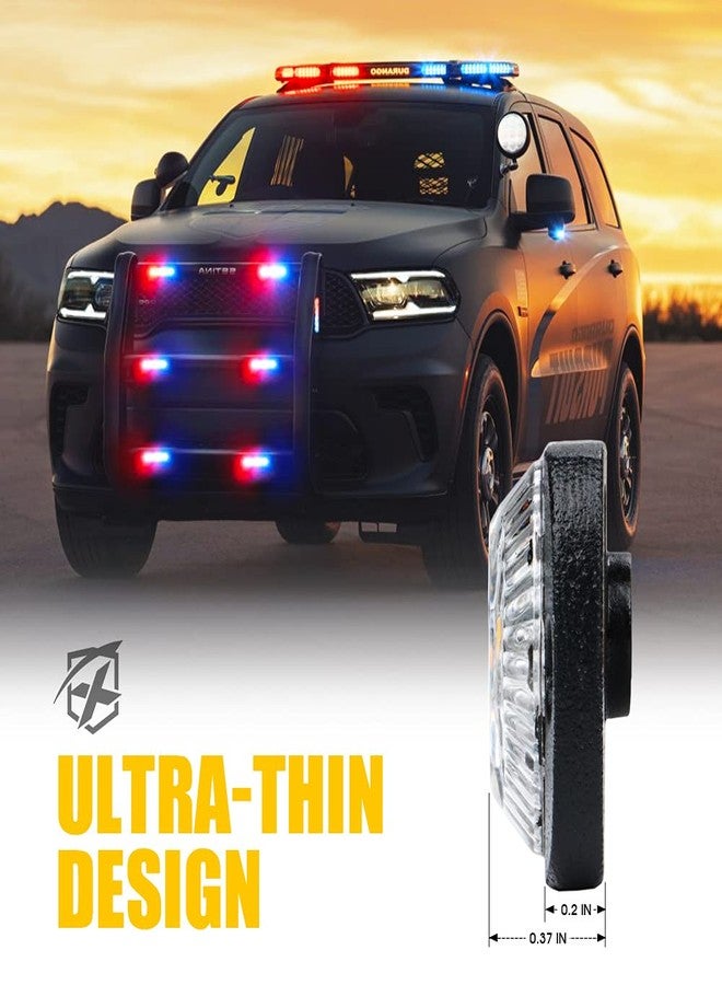 Xprite مجموعة أضواء ستروب للطوارئ LED باللونين الأحمر والأزرق من Xprite، مثبتة على سطح شبكة التهوية، أضواء تحذيرية وامضة للسلامة، مناسبة لسيارات المتطوعين والشاحنات والسيارات وسيارات الدفع الرباعي والدراجات النارية - 8 قطع - Image 4