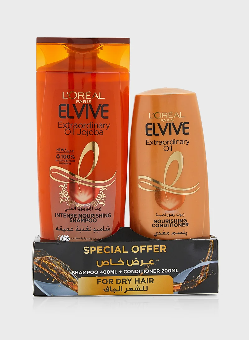 L'OREAL PARIS L'Oreal Paris Elvive Extraordinary Oil Shampoo 400Ml For Dry Hair Conditioner 200Ml For Normal To Dry Hair