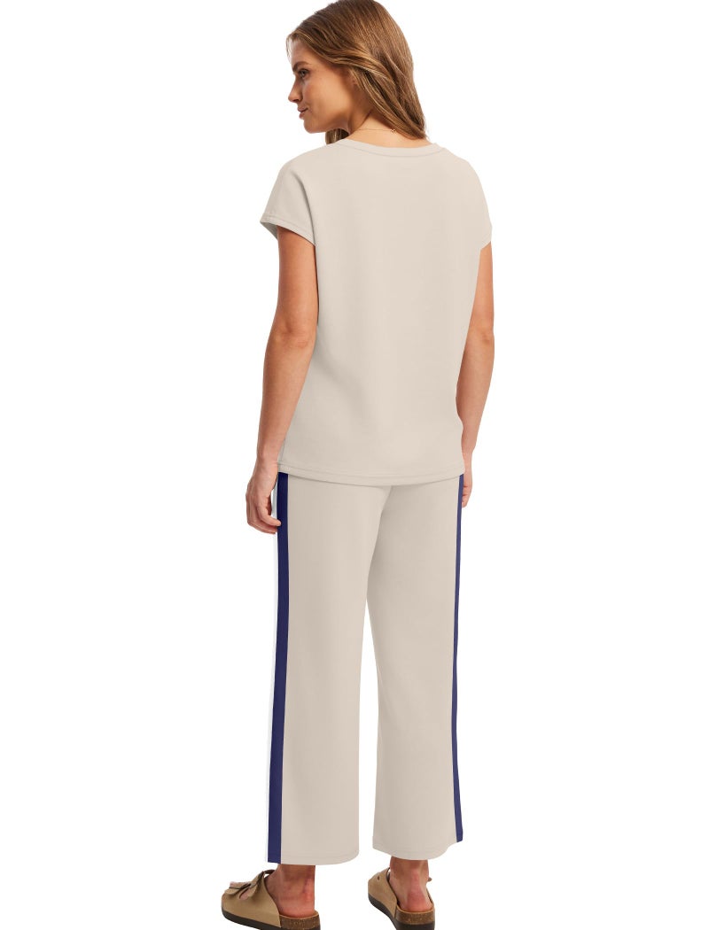 Saloogoe Women's 2 Piece Set Casual Summer V Neck T Shirts Wide Leg Pants Sets Matching Sets Women Clothing Lounge Sweat Set Travel Airport Outfits - Image 4