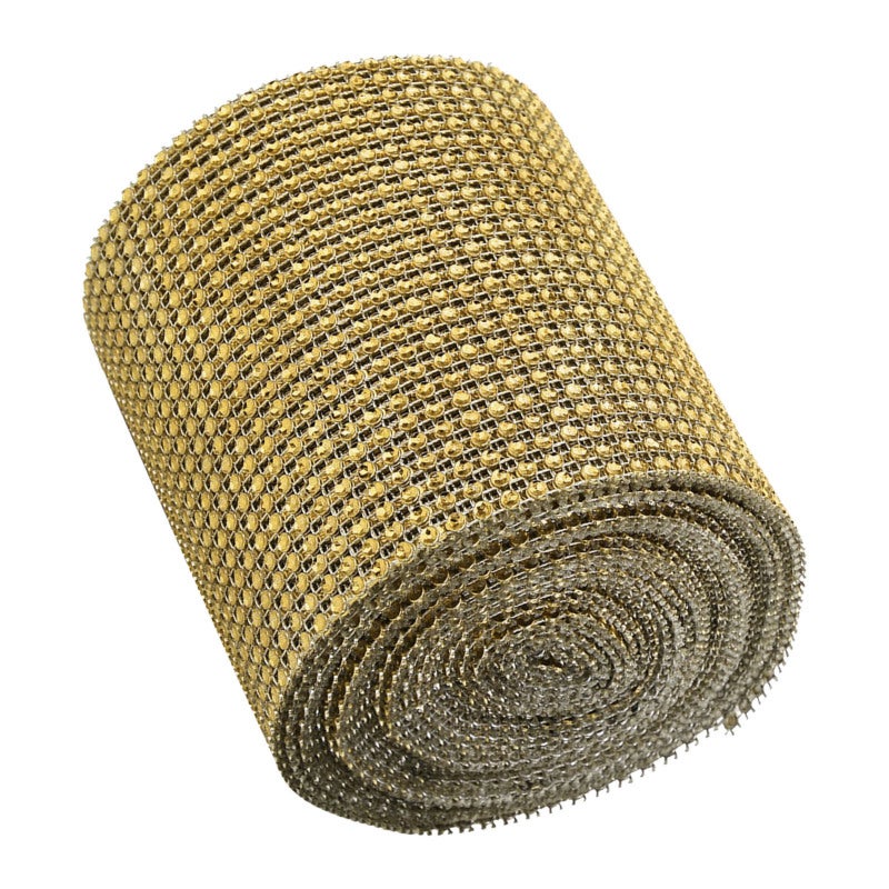 Rhinestone Ribbon: 24 Rows Gold, Thickened Electroplated For Long-Lasting Brightness - Exquisite Flat Workmanship, 9m/10 Yard Trim for Wedding Decoration, Bridal Clothing, DIY Crafts - Image 5
