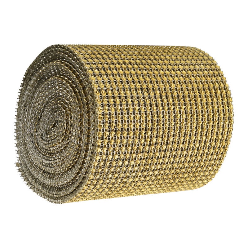 Rhinestone Ribbon: 24 Rows Gold, Thickened Electroplated For Long-Lasting Brightness - Exquisite Flat Workmanship, 9m/10 Yard Trim for Wedding Decoration, Bridal Clothing, DIY Crafts - Image 3