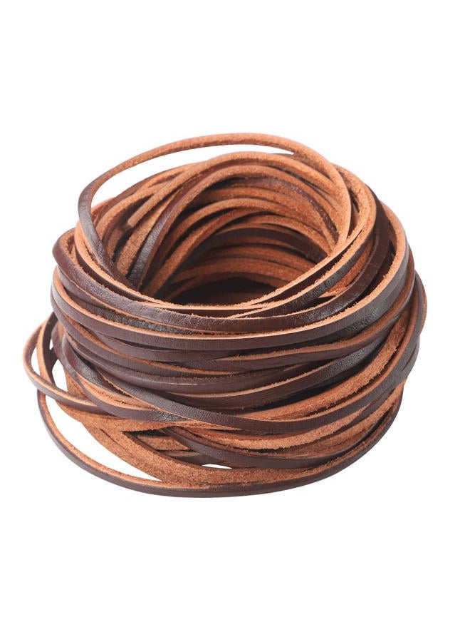 Picheng 3mm Flat Genuine Leather Cord, 5Yards Strip Cord Braiding String Very Suitable for Jewelry Making, Leather Shoe Lace, Garden Tools，Toys，Woven Bags，DIY Crafts Projects (Dark Brown) - Image 1