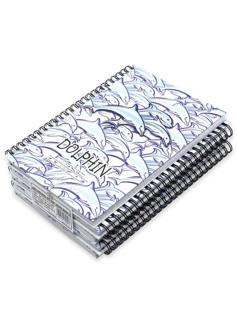 FIS Pack Of 5 Spiral Hard Cover Notebook, 96 Sheets A5 Dolphin Design 2 -FSNBSHCA596-DOL2 - Image 3