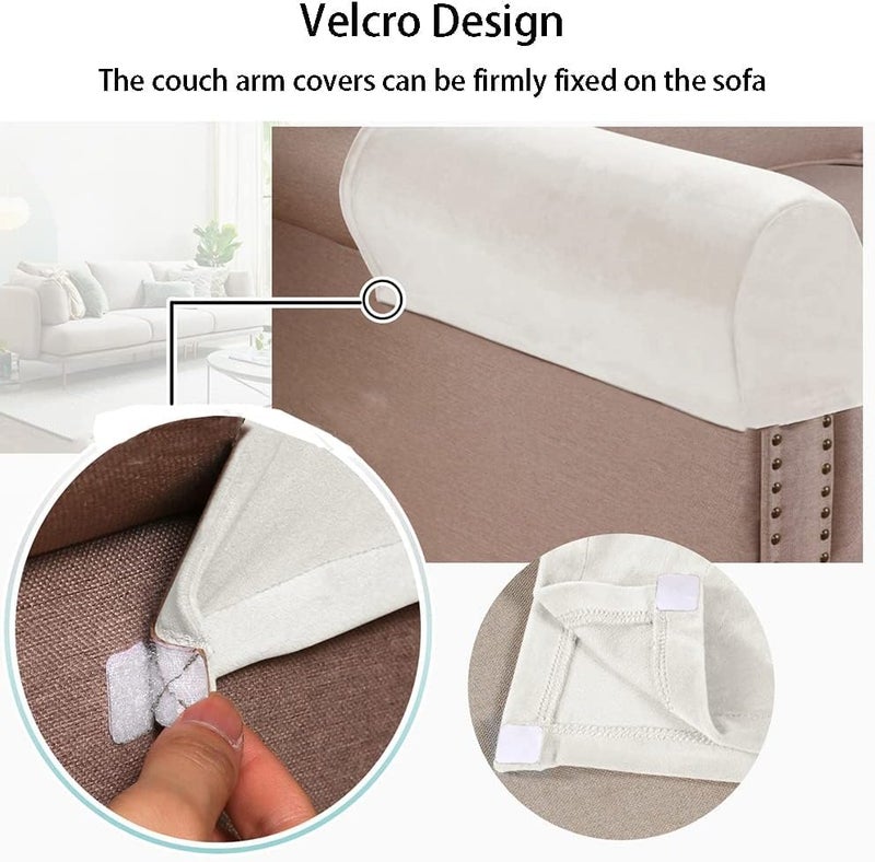 Chaexii Soft Sofa Armrest Covers, Skin-Friendly Stretch Polyester Armrest Covers, Comfortable Scratch Resistant Sofa Armrest Cover for Square Armrest/Curved Armrest/Reclining Armrest, One Pair,Ivory - Image 3