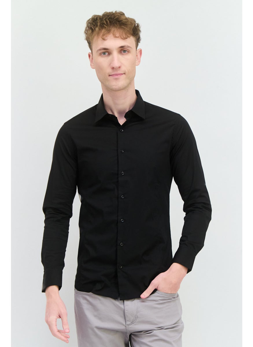 Sorbino Men Regular Fit Solid Long Sleeves Casual Shirt, Black  - Image 1