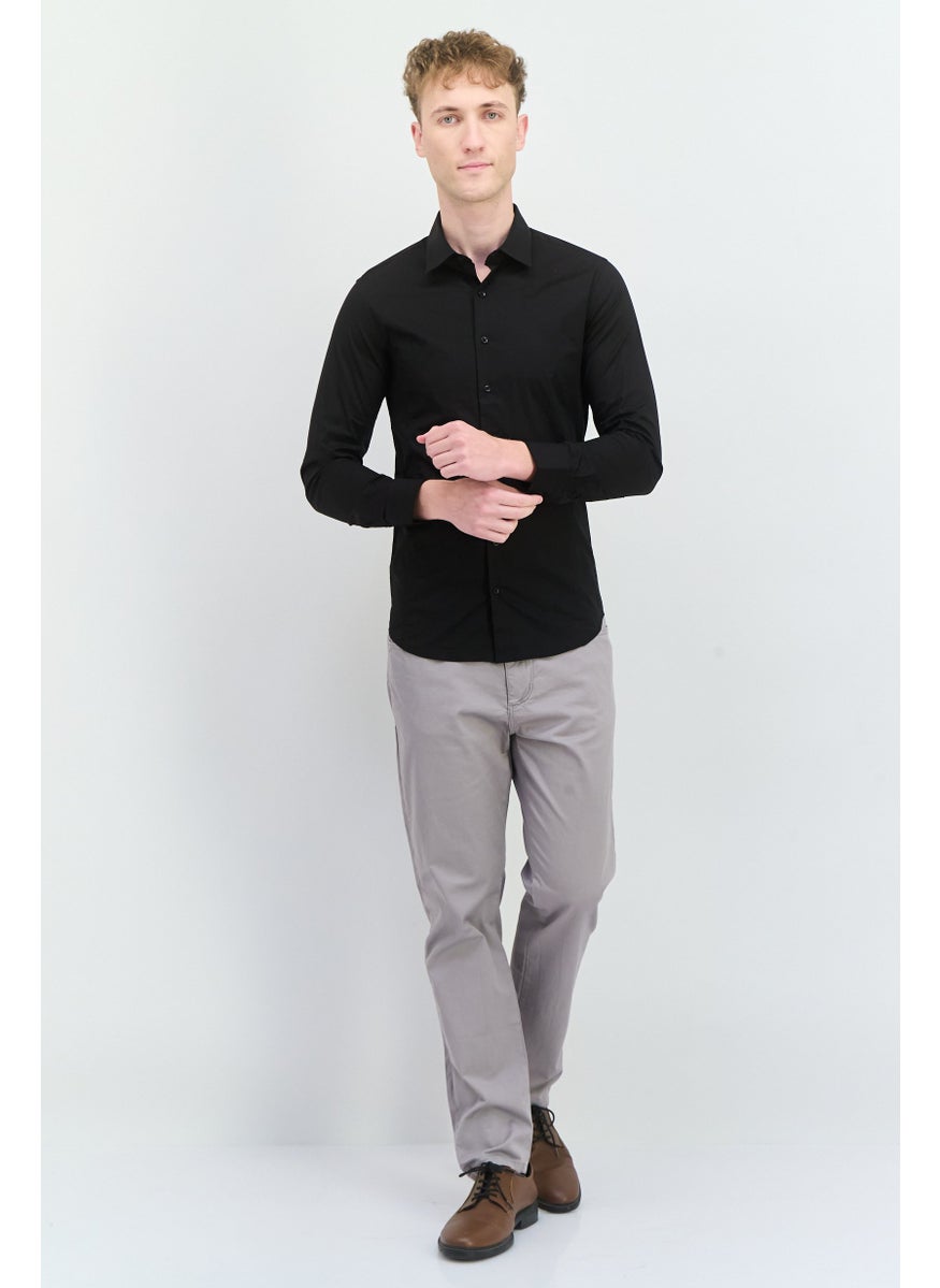 Sorbino Men Regular Fit Solid Long Sleeves Casual Shirt, Black  - Image 3
