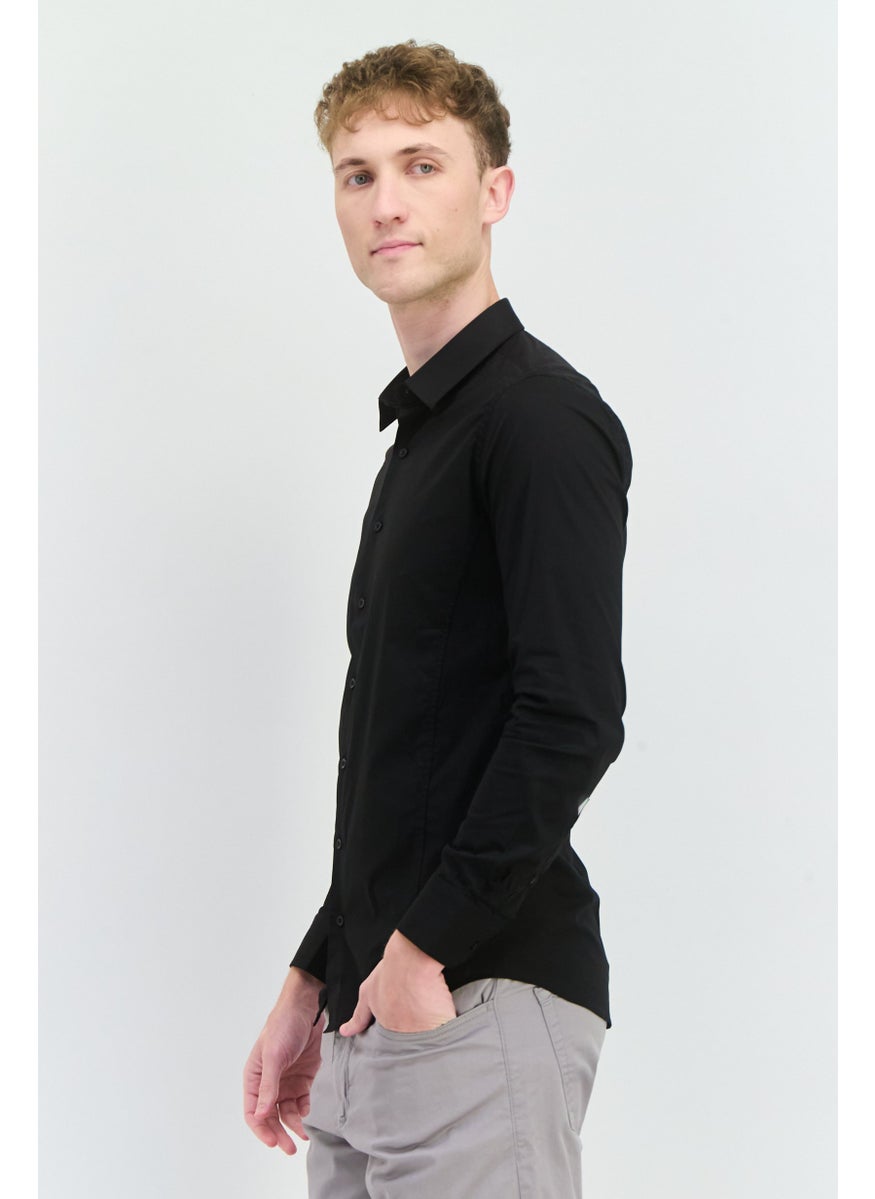 Sorbino Men Regular Fit Solid Long Sleeves Casual Shirt, Black  - Image 2