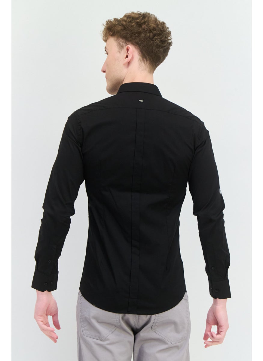 Sorbino Men Regular Fit Solid Long Sleeves Casual Shirt, Black  - Image 4