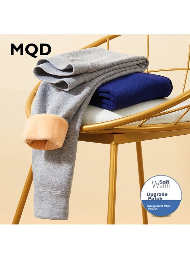 Mqd Children's Thermal Pants, Boys' Fleece-lined Thickened Knee Protection Patch, Base Layer Pants, School Uniform Essential, Light Gray, Size 120 - Image 1