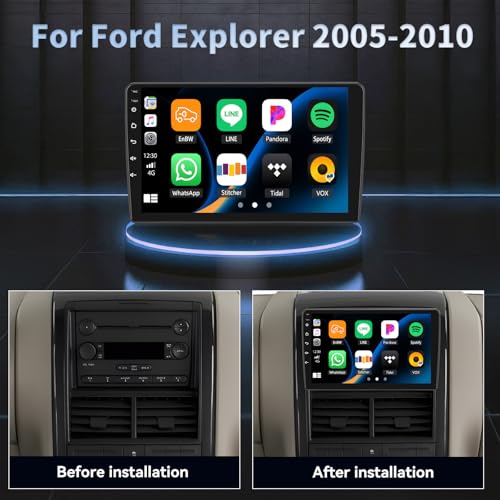 AMprime [2+64G] Android 15 Car Stereo for Ford Explorer 2005-2010 with Wireless Carplay&Android Auto,10.1 Inch Touch Screen Car Radio with Mirror Link Bluetooth FM/RDS Radio WiFi GPS EQ SWC - Image 2