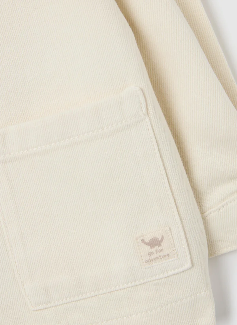 او في اس BEIGE JACKET WITH BROWN COLLAR FOR BOYS