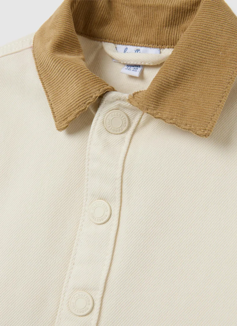 او في اس BEIGE JACKET WITH BROWN COLLAR FOR BOYS