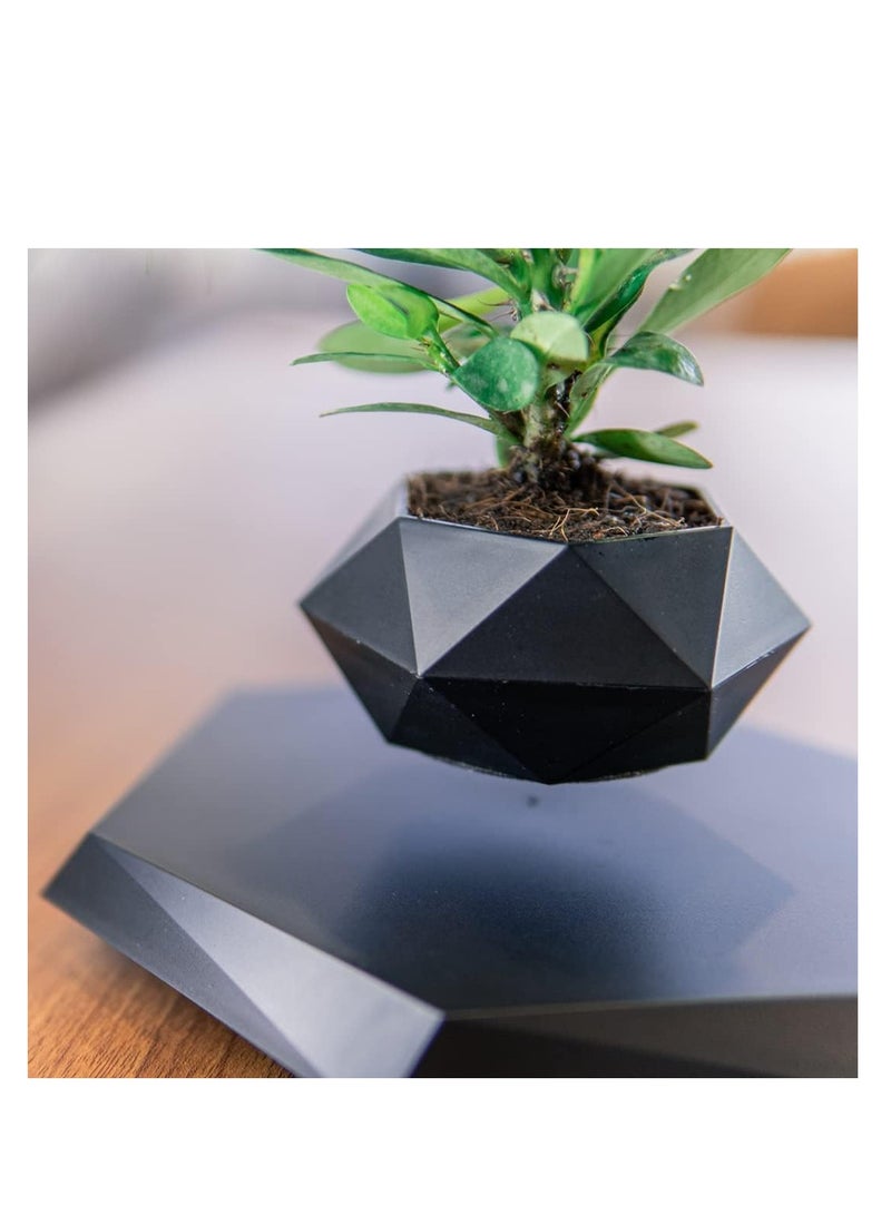 Generic PeacePlanet Floating Flower Pot, Plant Vase, Gift, Levitate & Rotate in Air, Night Light, Touch Control, Gift for Girlfriend, Mom, Birthday, Anniversary (Black)  - Image 2