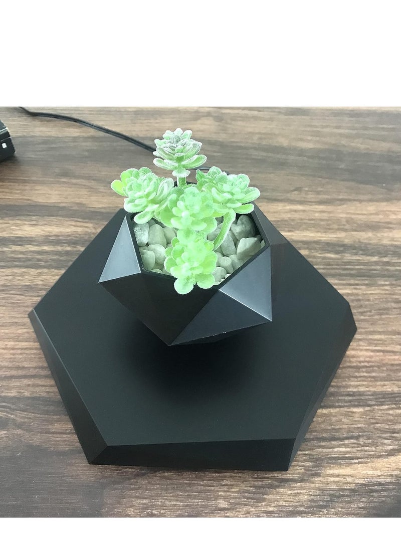 Generic PeacePlanet Floating Flower Pot, Plant Vase, Gift, Levitate & Rotate in Air, Night Light, Touch Control, Gift for Girlfriend, Mom, Birthday, Anniversary (Black)  - Image 5