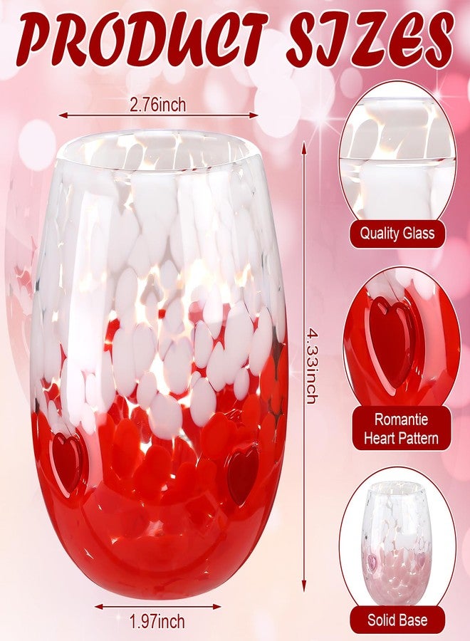 بوتشن طقم أكواب زجاجية من قطعتين بتصميم قلب من بوتشن، سعة 16 أونصة، مثالية لعيد الحب، أكواب نبيذ بدون ساق، أكواب عصير، أكواب شرب بتصميم كلاسيكي مزدوج، مصنوعة يدويًا من الزجاج المنفوخ، مناسبة لحفلات الأعياد وديكور المنزل، هدايا رائعة - Image 3