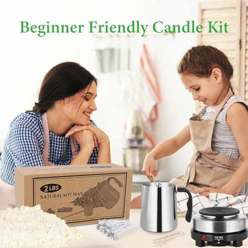 SAEUYVB Candle Making Kit with Wax Melter, Candle Wax for Candle Making - DIY Candle Making Supplies, Including 2lbs Soy Wax Flakes, Melting Pot, Electric Stove,Candle Kit for Adults, Beginnner - Image 5
