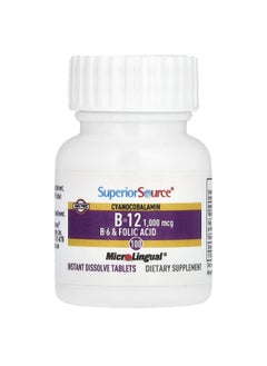 Superior Source Superior Source, Cyanocobalamin B-12, B-6 & Folic Acid, 100 MicroLingual Instant Dissolve Tablets  - Image 3