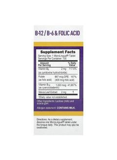Superior Source Superior Source, Cyanocobalamin B-12, B-6 & Folic Acid, 100 MicroLingual Instant Dissolve Tablets  - Image 2
