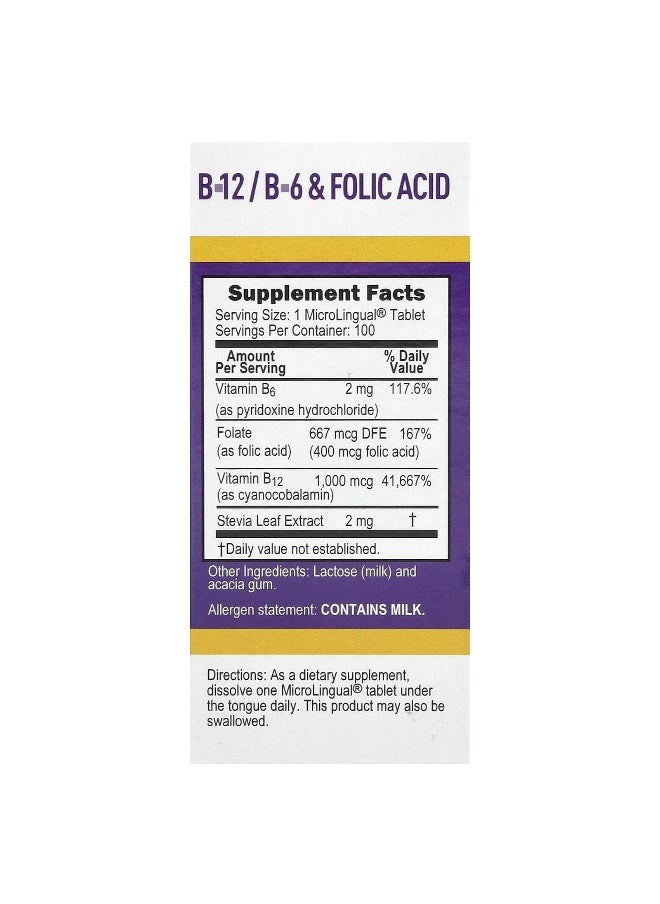 Superior Source Superior Source, Cyanocobalamin B-12, B-6 & Folic Acid, 100 MicroLingual Instant Dissolve Tablets  - Image 2