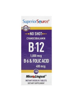 Superior Source Superior Source, Cyanocobalamin B-12, B-6 & Folic Acid, 100 MicroLingual Instant Dissolve Tablets  - Image 1