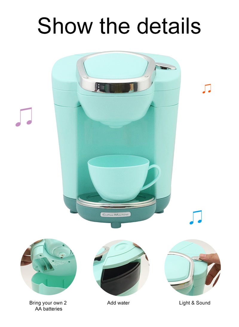 MaBaby ألعاب أدوات المطبخ للأطفال، مجموعة ألعاب المطبخ التظاهرية مع ماكينة صنع القهوة، محمصة الخبز، خلاط، مع أضواء وأصوات واقعية - Image 2