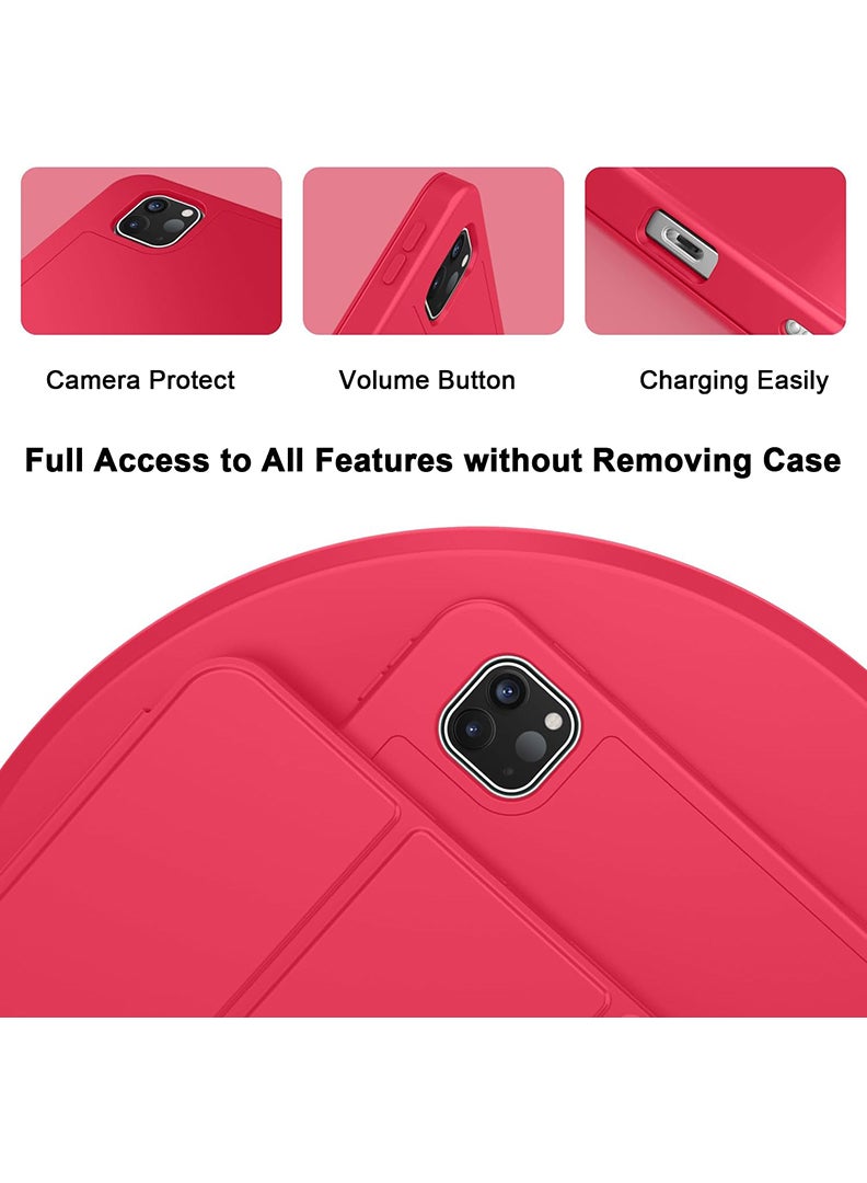 Theodor iPad Pro 11 Inch M4 2024 Case (5th Gen) with Pencil Holder, Smart iPad Case With Pencil Holder Slim Tablet Cover with Soft TPU Back, Auto Wake/Sleep Red - Image 3