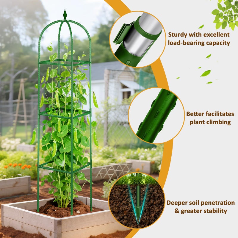 CL FUN Garden Trellis for Climbing Plants, Tomato Cage, Rose, Flowers, Grape, Pea, Cucumber Trellis, Rustproof Plastic Coated Metal Plant Support for Potted Plants Indoor Outdoor - 1PC Plant Trellis - Image 3
