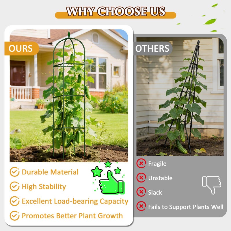 CL FUN Garden Trellis for Climbing Plants, Tomato Cage, Rose, Flowers, Grape, Pea, Cucumber Trellis, Rustproof Plastic Coated Metal Plant Support for Potted Plants Indoor Outdoor - 1PC Plant Trellis - Image 4